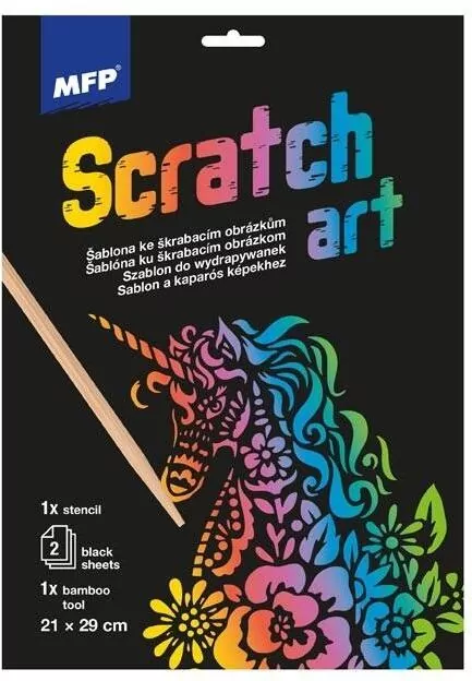 Szablon do wydrapywanek + 2 kartki. Jednorożec - tantis.pl