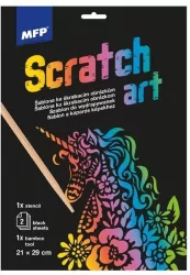 Szablon do wydrapywanek + 2 kartki. Jednorożec