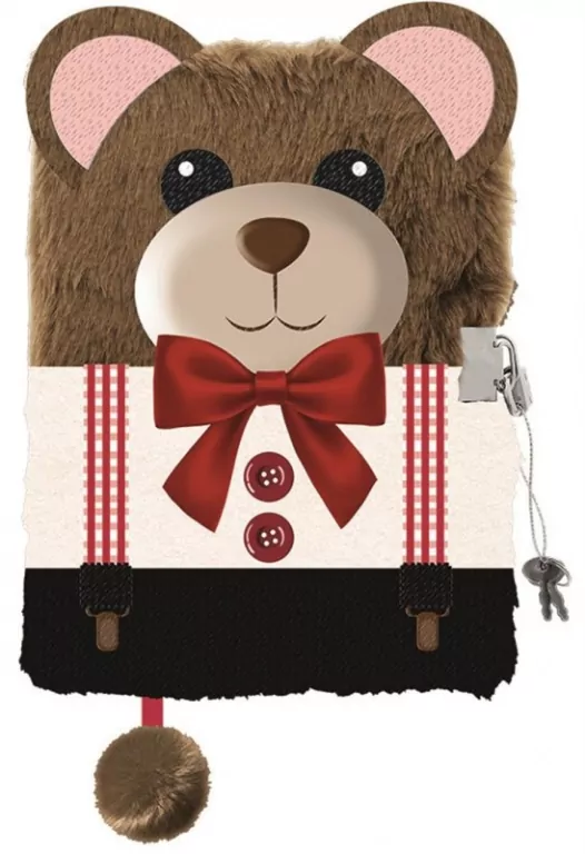 Pamiętnik z kłódką 3D włochacz TEDDY BEAR A5, 96 kartek - tantis.pl