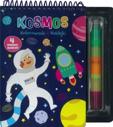 Kosmos. Kolorowanki, naklejki, 4 neonowe markery
