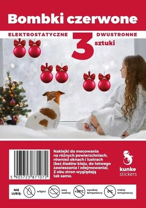 Bombki dwustronne elektrostatyczne czerwone - tantis.pl