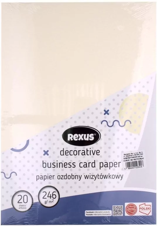 Papier ozdobny wizytówkowy A4/20K kremowy - tantis.pl