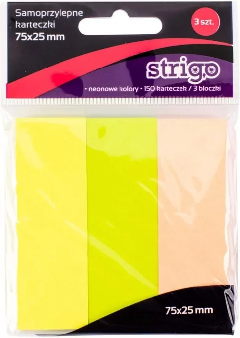 Karteczki samoprzylepne 76 x 25mm 150K neon - tantis.pl