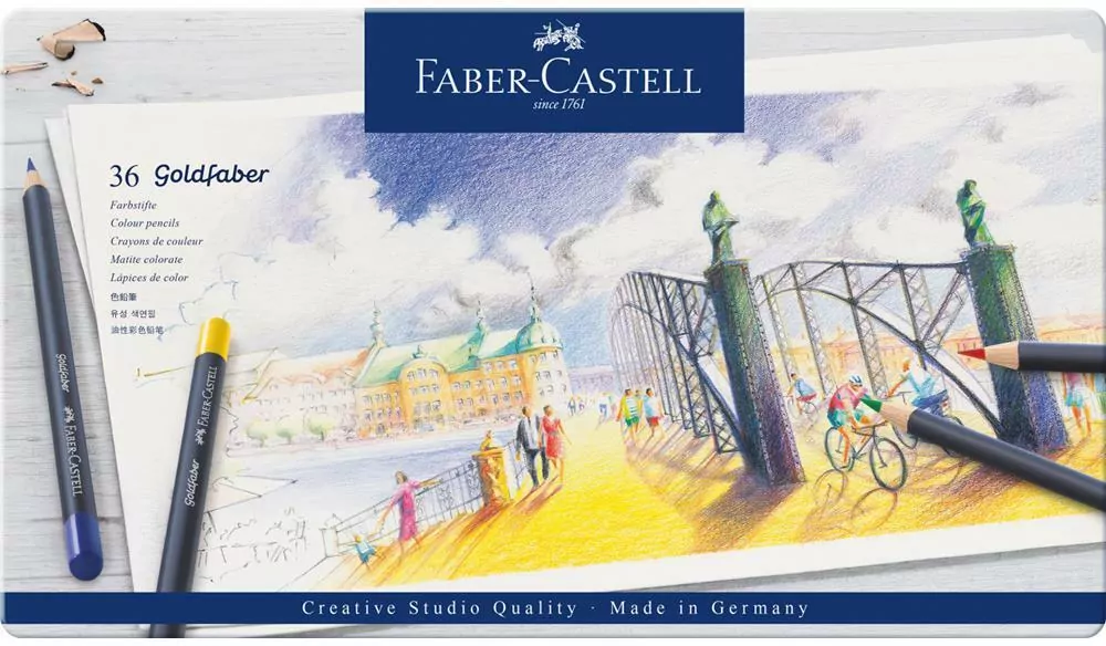 Kredki ołówkowe Goldfaber Faber-Castell 36 kolorów opakowanie metalowe - tantis.pl