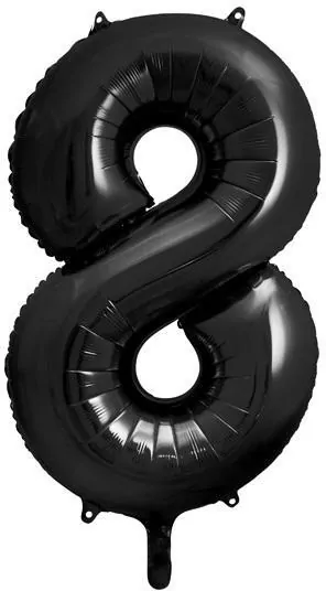 Balon foliowy. Cyfra 8. Czarna 86cm - tantis.pl