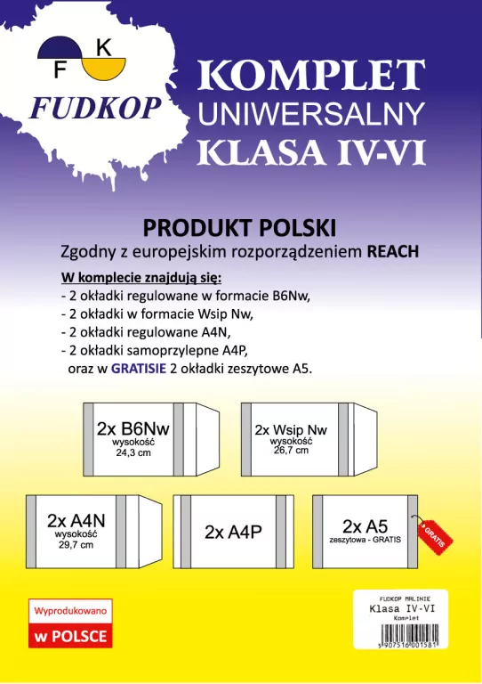 OKLADKA SZKOL KLASA 4-6 KPL8SZT 2GR FUD - tantis.pl