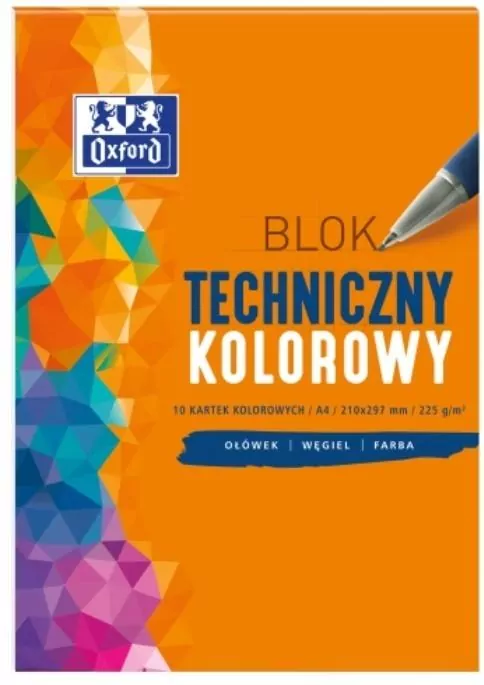 Blok techniczny A4/10K 225G kolor  OXFORD - tantis.pl