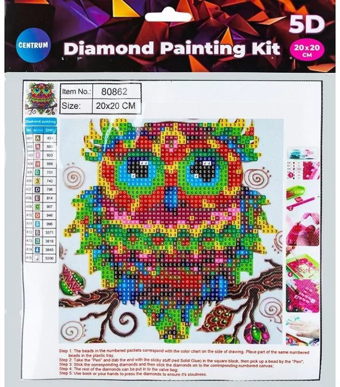 Diamentowa mozaika 5D - Owl 20x20 80862 - tantis.pl