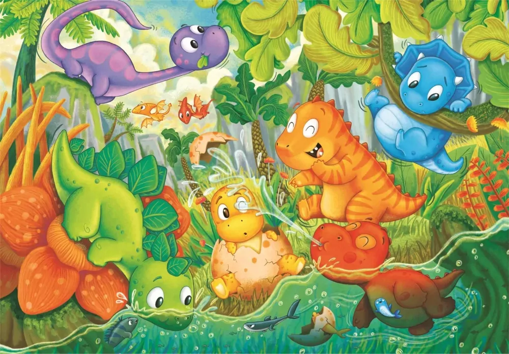 Puzzle 24 Maxi Super Kolor Dinos Happy Oasis - tantis.pl