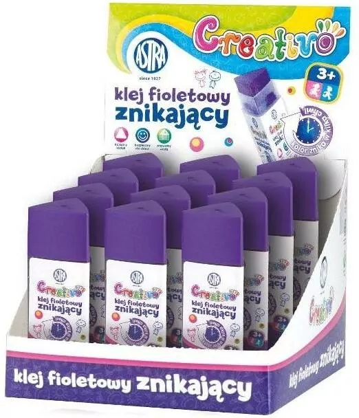 Klej Creativo znikający fioletowy 12g. 12 sztuk. - tantis.pl