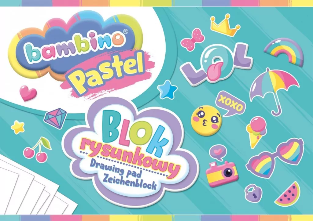 Blok rysunkowy A4 20 kartek biały Bambino, mix - tantis.pl