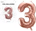 Balon foliowy cyfra 3 86cm różowe złoto - tantis.pl
