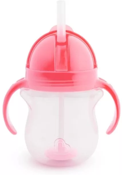 Kubek Munchkin niekapek ze słomką 207ml różowy - tantis.pl