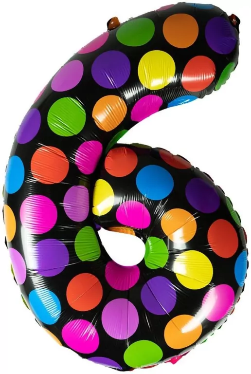 Balon foliowy cyferka 6 w kropki - tantis.pl