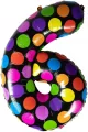 Balon foliowy cyferka 6 w kropki - tantis.pl