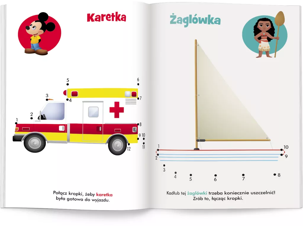 Połącz kropki. Pojazdy. Disney Maluch - tantis.pl