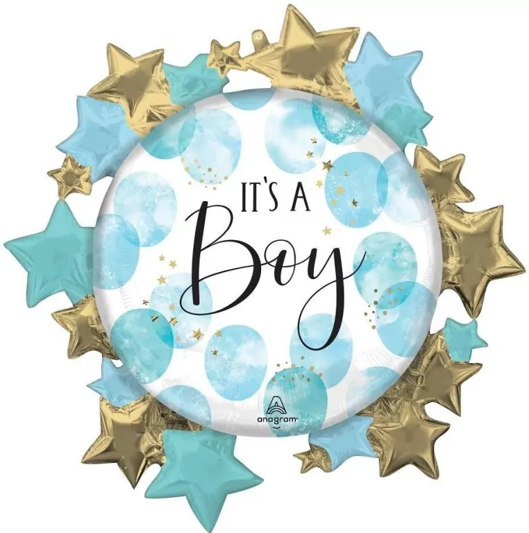 Balon foliowy Baby Boy Blue Watercolor 76x76cm - tantis.pl