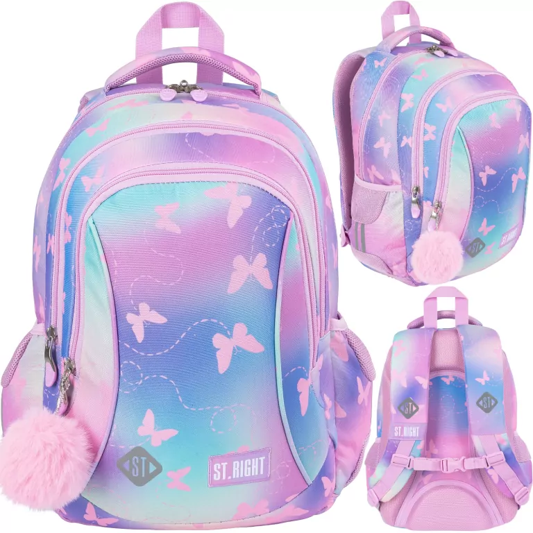 Plecak 3- komorowy z motylkiem BP26 Pink Butterflies ST.RIGHT - tantis.pl