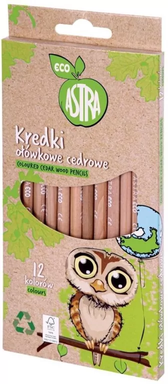 Kredki okrągłe z drewna cedrowego. 12 kolorów - tantis.pl
