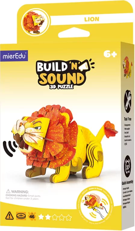 Puzzle 3D. Buduj i słuchaj - Lew - tantis.pl