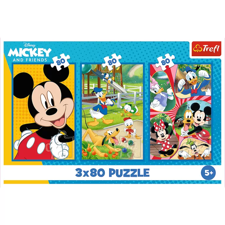 Puzzle 3x80 Ekipa Myszki Miki TREFL - tantis.pl