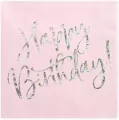 Serwetki Happy Birthday pudrowy róż 33x33cm 20szt - tantis.pl