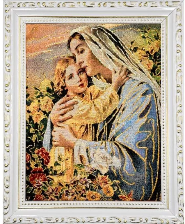 Obraz Haftowany Matka Boża z dzieciątkiem 27,5x22 - tantis.pl