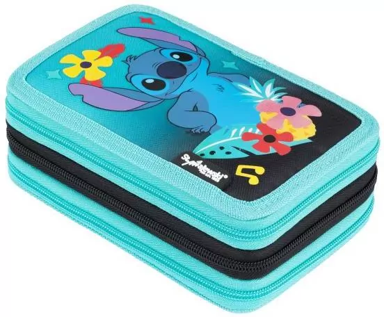 Piórnik potrójny z wyposażeniem Stitch mint Aloha - tantis.pl