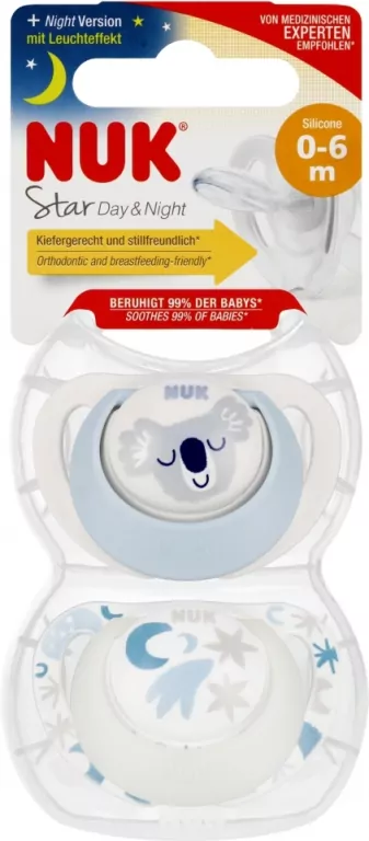 NUK. Star Day & Night. Smoczki. 0-6 miesięcy. Koala i noc - tantis.pl