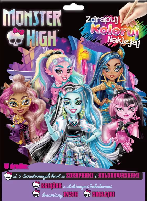 Monster High. Zdrapuj, koloruj, naklejaj - tantis.pl