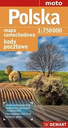 Mapa samochodowa - Polska 1:750 000 kody pocztowe - tantis.pl