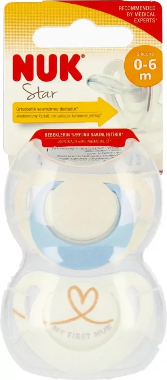 NUK. Star. Smoczki. 0-6 miesięcy. Biały i niebieski - tantis.pl