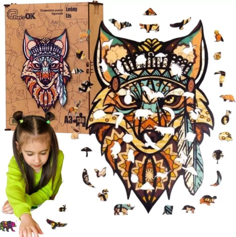 Puzzle drewniane eko 130. Leśny lis - tantis.pl