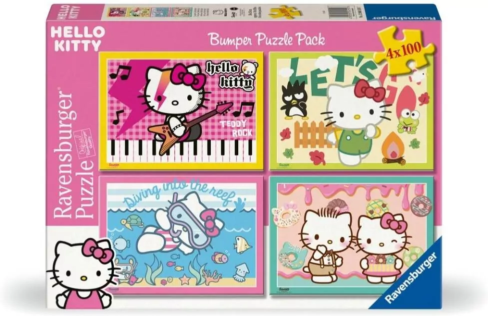Puzzle dla dzieci 2D: Hello Kitty zestaw 4x100el - tantis.pl