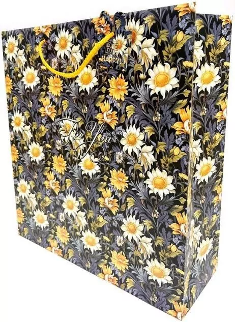 Torebka ozdobna matowa 35x37x12cm Kwiaty - tantis.pl
