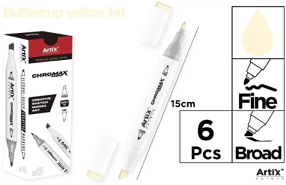 Marker Chromax z 2 końcówk. yellow 141 (6szt) - tantis.pl