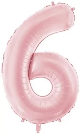 Balon foliowy cyfra 6 86cm jasny różowy - tantis.pl