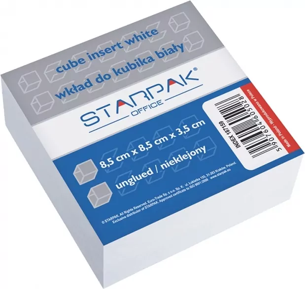 Wkład do kubika 85x85 mm. Biały nieklejony - tantis.pl