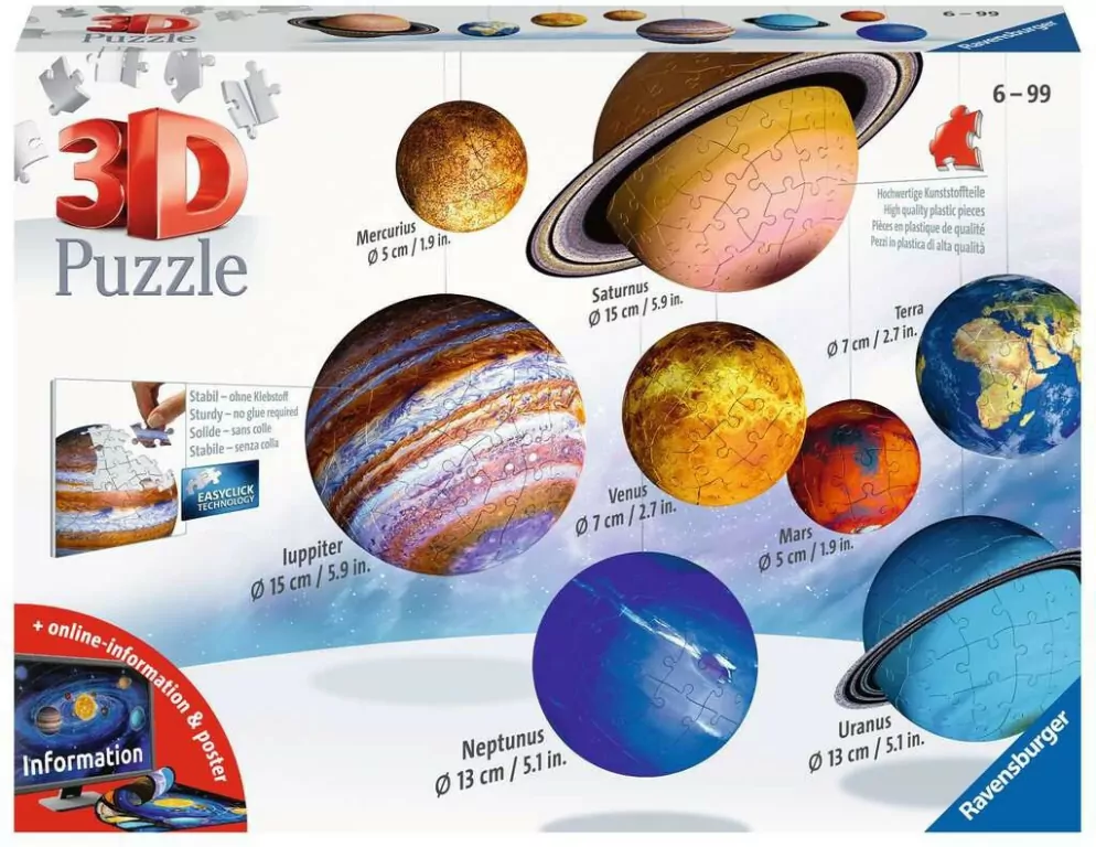 Ravensburger. Puzzle 522. Układ Planet 3D - tantis.pl