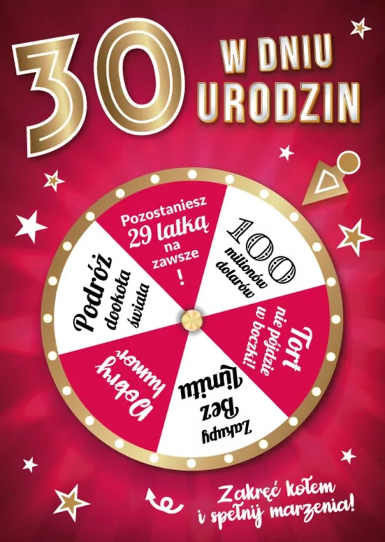 Karnet urodziny 30 B6 z kopertą - tantis.pl