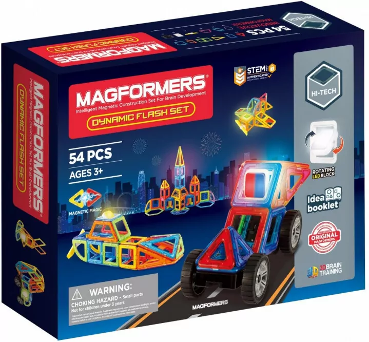 Magformers. Dynamic Flash. Klocki magnetyczne. 54 elementy - tantis.pl