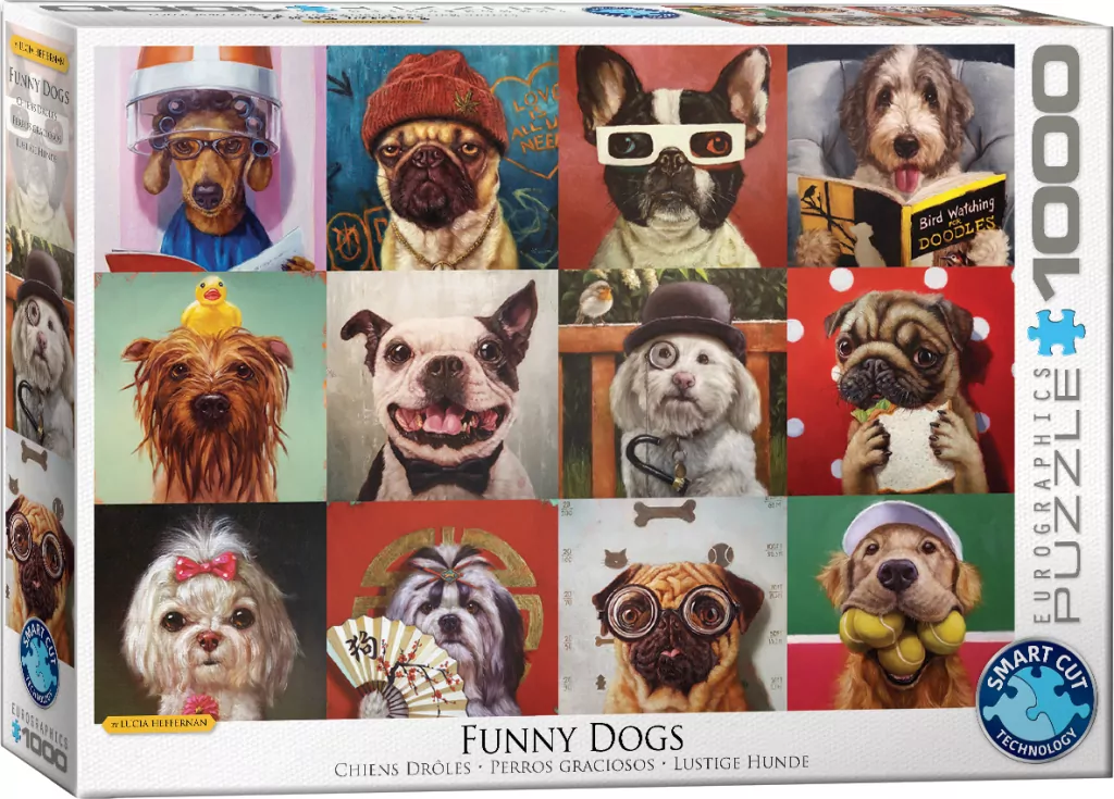Puzzle 1000 Funny Dogs by Lucia Heffernan 6000-5523 - tantis.pl