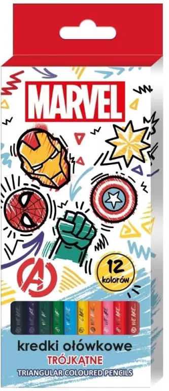 Kredki ołówkowe trójkątne Avengers 12 kolorów - tantis.pl