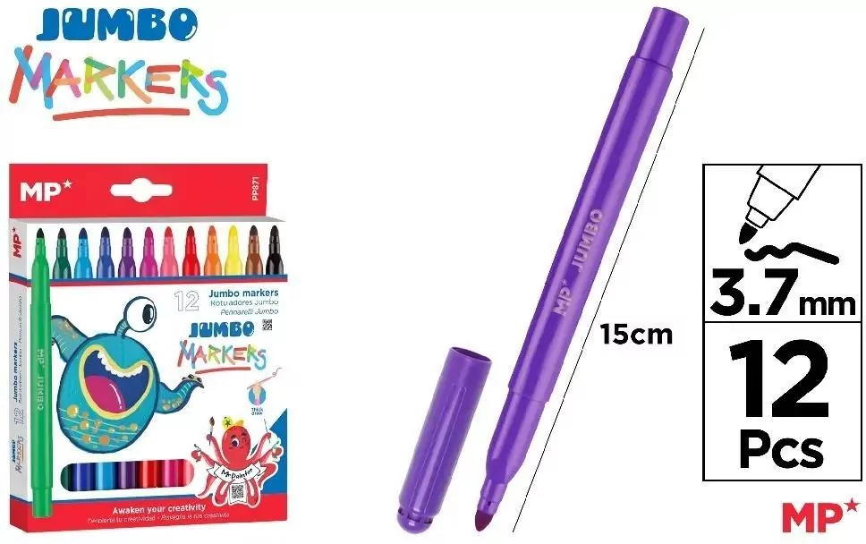 Flamastry Jumbo 12 kolorów - tantis.pl