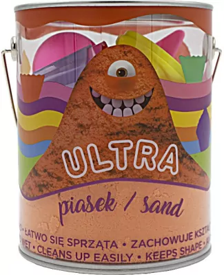 Ultra Piasek puszka 900 g. 4 duże foremki muffinki, 2 narzędzia, pomarańczowy