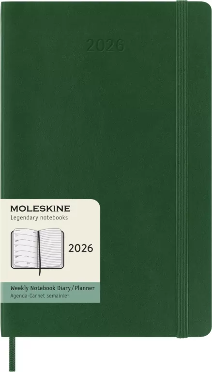 Kalendarz 2026 12M Moleskine L tygodniowy miękka oprawa Myrtle green 13x21cm - tantis.pl
