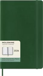 Kalendarz 2026 12M Moleskine L tygodniowy miękka oprawa Myrtle green 13x21cm