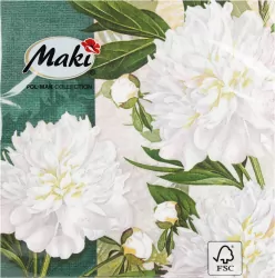SERWETKA PAP 3W 330X330 PEONIE BIA PM OP