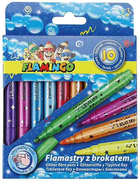 Flamastry z brokatem 10 kolorów - tantis.pl