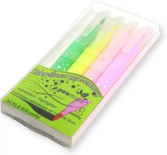 Zakreślacze pędzelkowe 4 kolory pastel - tantis.pl
